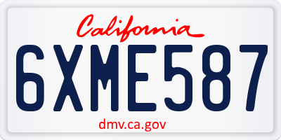 CA license plate 6XME587
