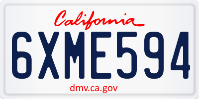 CA license plate 6XME594