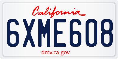 CA license plate 6XME608