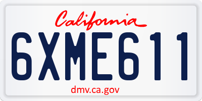 CA license plate 6XME611