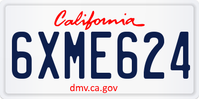 CA license plate 6XME624