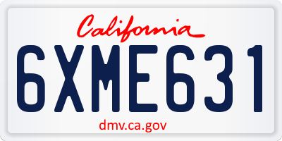 CA license plate 6XME631