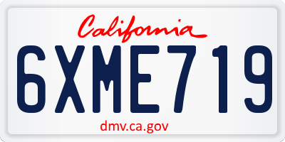 CA license plate 6XME719