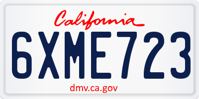 CA license plate 6XME723