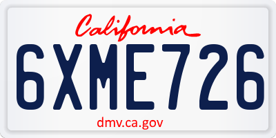 CA license plate 6XME726