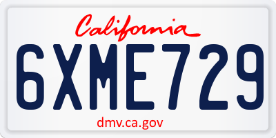 CA license plate 6XME729