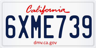 CA license plate 6XME739