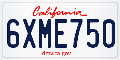 CA license plate 6XME750