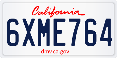 CA license plate 6XME764