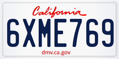 CA license plate 6XME769