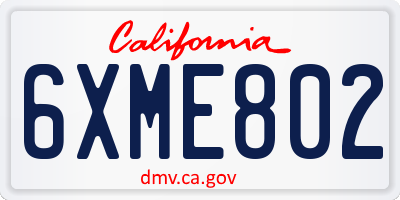 CA license plate 6XME802