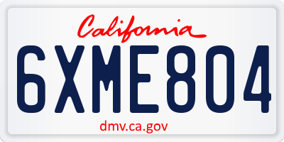 CA license plate 6XME804