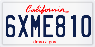CA license plate 6XME810