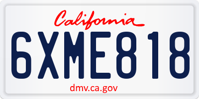 CA license plate 6XME818