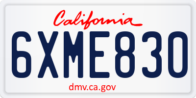 CA license plate 6XME830