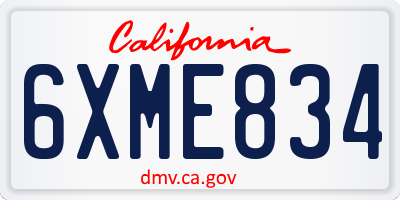 CA license plate 6XME834