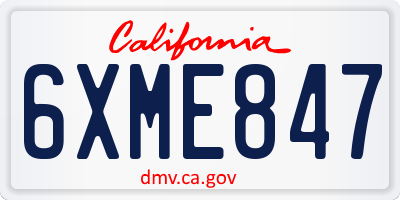 CA license plate 6XME847