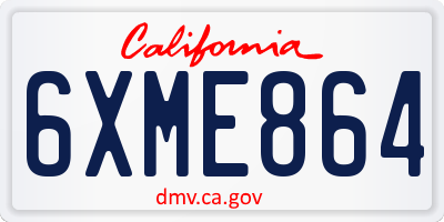 CA license plate 6XME864