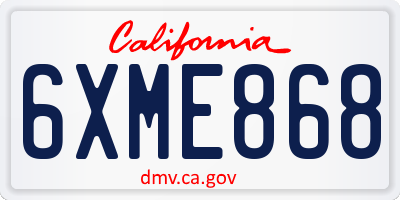 CA license plate 6XME868