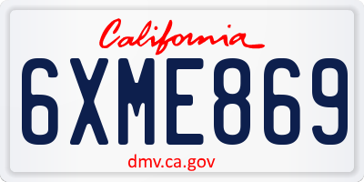 CA license plate 6XME869