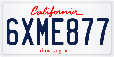CA license plate 6XME877