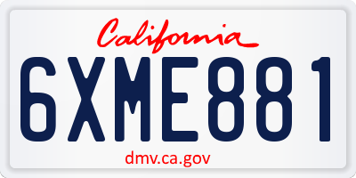 CA license plate 6XME881