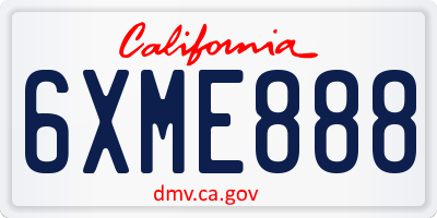 CA license plate 6XME888