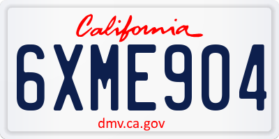 CA license plate 6XME904