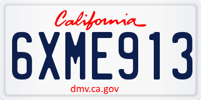 CA license plate 6XME913