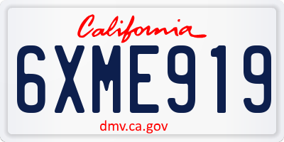 CA license plate 6XME919