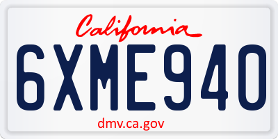 CA license plate 6XME940