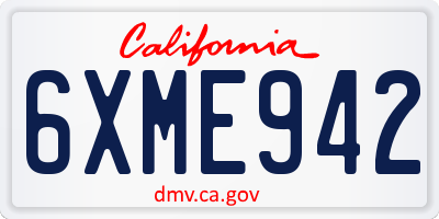 CA license plate 6XME942