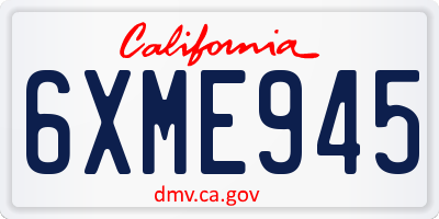 CA license plate 6XME945
