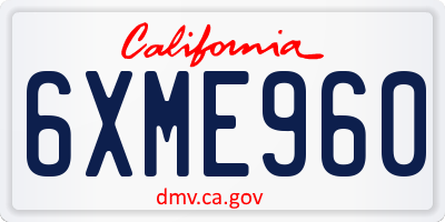 CA license plate 6XME960