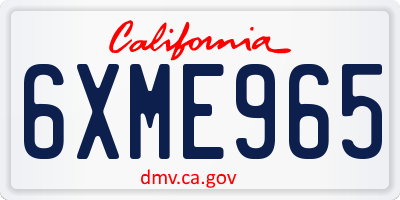 CA license plate 6XME965