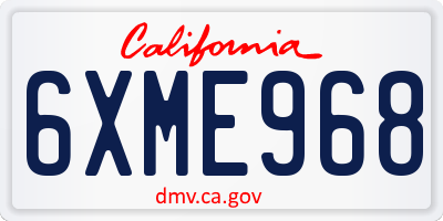 CA license plate 6XME968