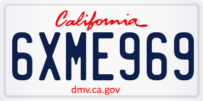 CA license plate 6XME969