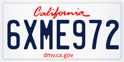 CA license plate 6XME972