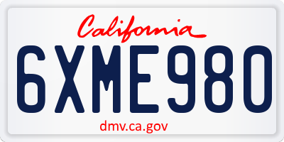 CA license plate 6XME980