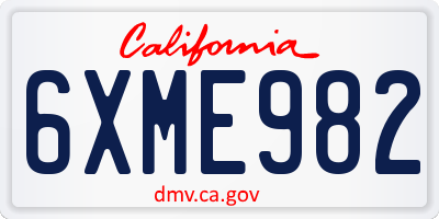 CA license plate 6XME982