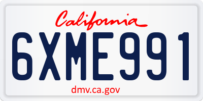 CA license plate 6XME991