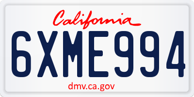 CA license plate 6XME994