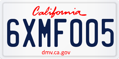 CA license plate 6XMF005