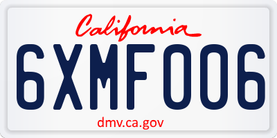 CA license plate 6XMF006