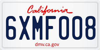 CA license plate 6XMF008