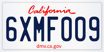 CA license plate 6XMF009
