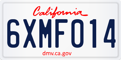 CA license plate 6XMF014