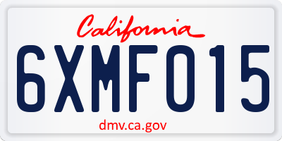 CA license plate 6XMF015