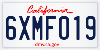 CA license plate 6XMF019