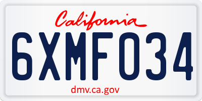 CA license plate 6XMF034